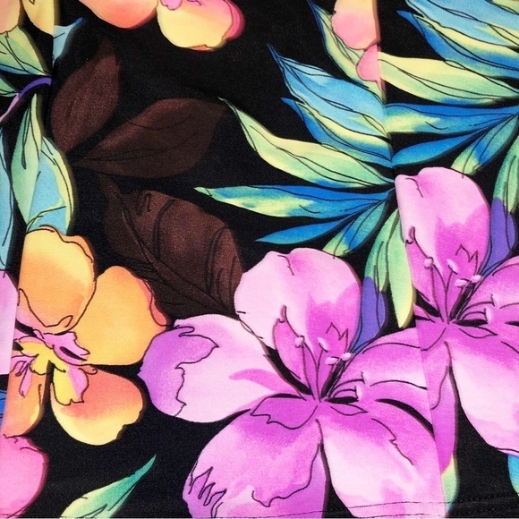 Miraclesuit Black and Purple/Pink Orchid Floral Double Strap Tankini Top Size 8 - Picture 5 of 10